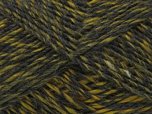 Fiber Content 70% Acrylic, 15% Alpaca, 15% Wool, Brand Ice Yarns, Gold, Dark Grey, fnt2-78767 